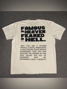 Vintage White Short Sleeve Tee with Black Graphic Text